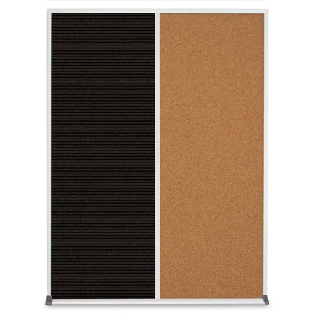 United Visual Products Double Door Radius Corkboard, 48"X36", W UV8003-WHITE-FORBO